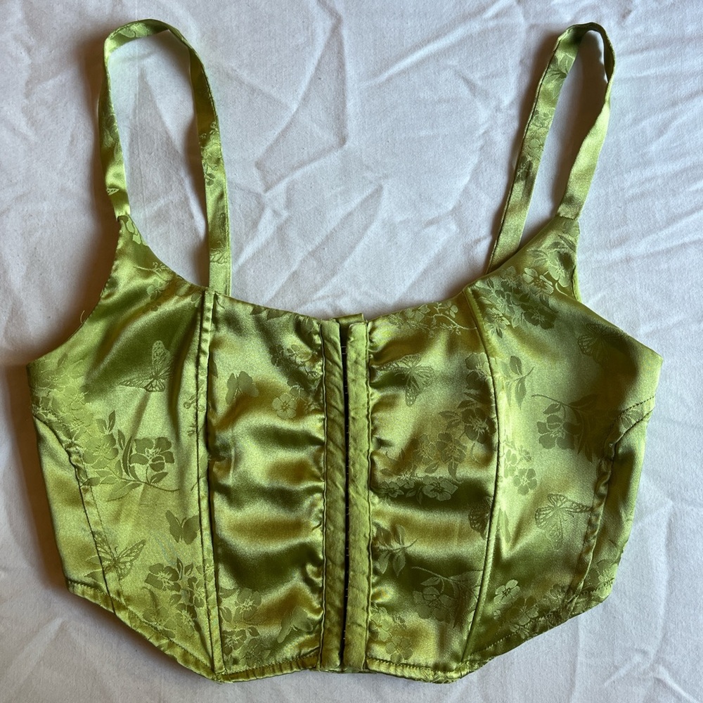 green butterfly and flower corset